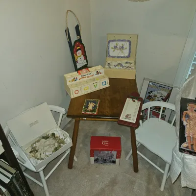 Small Wooden vintage table and kids chairs