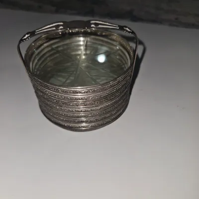Sale Photo Thumbnail #20: Antique Sterling Silver Coaster Set