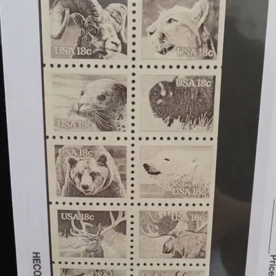 Sale Photo Thumbnail #109: Sheet of USA 18c Wildlife Postage Stamps