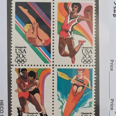 Sale Photo Thumbnail #57: 1984 Olympics USA 20 Cent Stamp Block