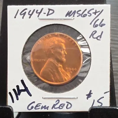 Sale Photo Thumbnail #201: 1944-D Lincoln Wheat Cent in Card Holder