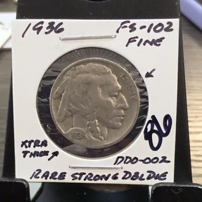 Sale Photo Thumbnail #173: 1936 Buffalo Nickel in Card Holder