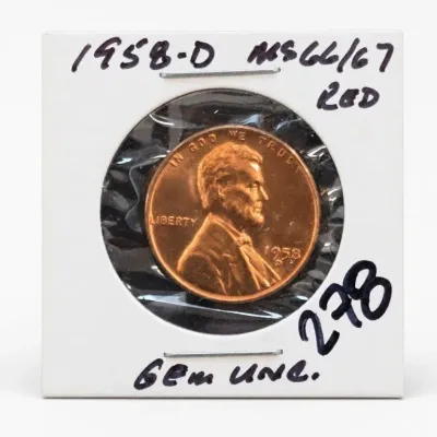 Sale Photo Thumbnail #365: 1958-D Lincoln Wheat Cent in Holder