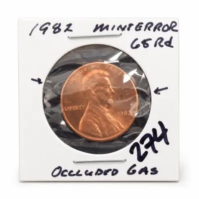 Sale Photo Thumbnail #361: 1982 Lincoln Cent Mint Error Coin