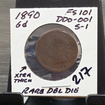 Sale Photo Thumbnail #304: 1890 Indian Head Cent in Card Holder