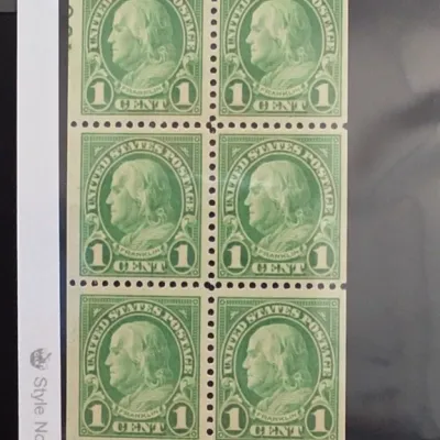 Sale Photo Thumbnail #18: Block of Six United States One Cent Postage Stamps