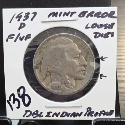 Sale Photo Thumbnail #225: 1937 D Buffalo Nickel in Card Holder