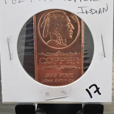 Sale Photo Thumbnail #49: Copper .999 Fine One AVDP Ounce Bar