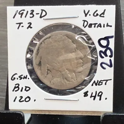 Sale Photo Thumbnail #326: 1913-D Buffalo Nickel Type 2