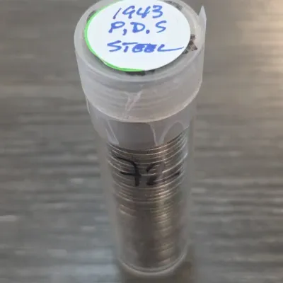 Sale Photo Thumbnail #159: Tube of 1943 P D S Steel Cents