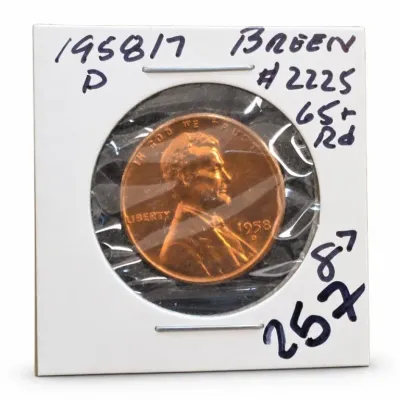 Sale Photo Thumbnail #344: 1958-D Lincoln Wheat Cent in 2x2 Holder