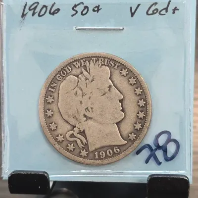 Sale Photo Thumbnail #165: 1906 Barber Half Dollar Coin