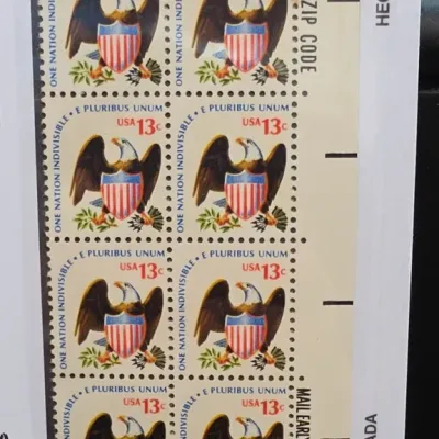 Sale Photo Thumbnail #115: Sheet of USA 13¢ Eagle Postage Stamps