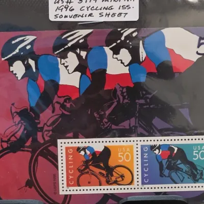 Sale Photo Thumbnail #143: USA 50 Cent Cycling 1996 Souvenir Stamp Sheet