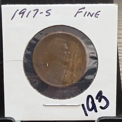 Sale Photo Thumbnail #280: 1917-S Lincoln Wheat Cent in 2x2 Holder