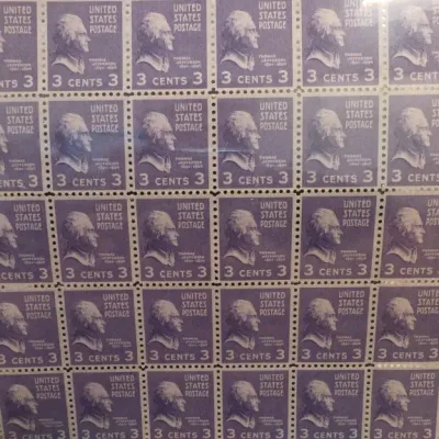 Sale Photo Thumbnail #145: Sheet of United States Postage 3 Cents Stamps