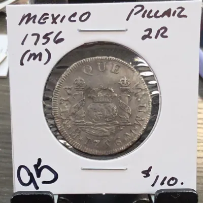 Sale Photo Thumbnail #182: 1756 Mexico Pillar 2 Reales Coin