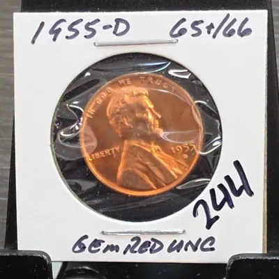 Sale Photo Thumbnail #331: 1955-D Lincoln Wheat Cent In 2x2 Holder