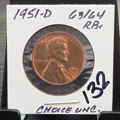 Sale Photo Thumbnail #219: 1951-D Lincoln Wheat Cent in Holder