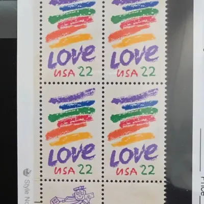 Sale Photo Thumbnail #36: Block of Four USA 22¢ Love Postage Stamps