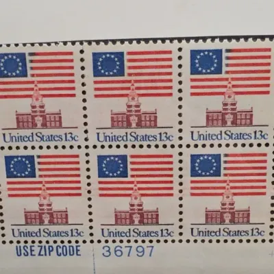 Sale Photo Thumbnail #127: Sheet of Six United States 13c Postage Stamps