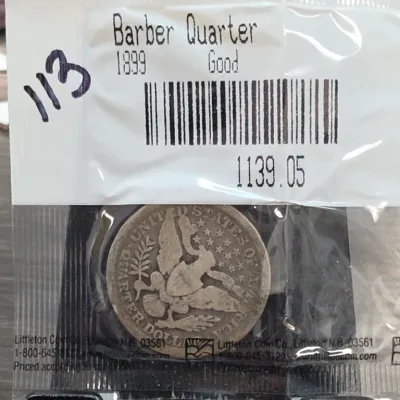 Sale Photo Thumbnail #200: 1899 Barber Quarter in Plastic Sleeve