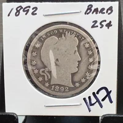 Sale Photo Thumbnail #234: 1892 Barber Quarter Coin