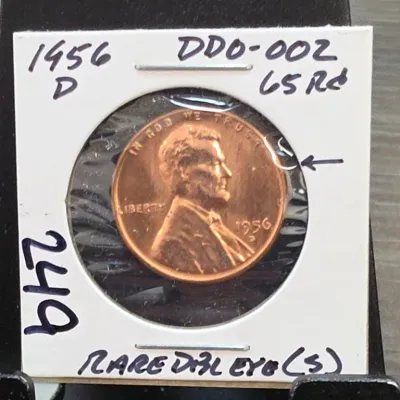 Sale Photo Thumbnail #336: 1956-D Lincoln Wheat Cent in 2x2 Holder