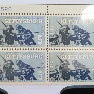 Sale Photo Thumbnail #66: Gettysburg Civil War Centennial 5 Cent Stamp Block