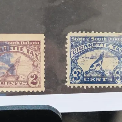 Sale Photo Thumbnail #69: South Dakota Cigarette Tax Stamps 2 Cents and 3 Cents