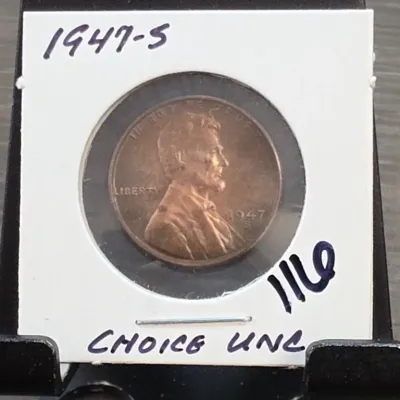 Sale Photo Thumbnail #203: 1947-S Lincoln Wheat Cent in Holder