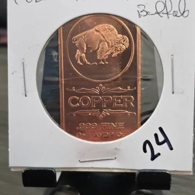 Sale Photo Thumbnail #70: Buffalo Design .999 Fine Copper Bar