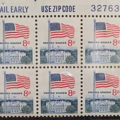 Sale Photo Thumbnail #123: Sheet of United States 8 Cent Postage Stamps