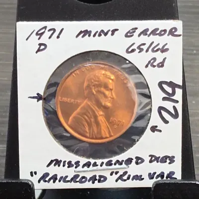 Sale Photo Thumbnail #306: 1971-D Lincoln Cent Mint Error Coin