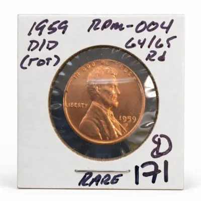 Sale Photo Thumbnail #258: 1959 Lincoln Cent in Cardboard Holder