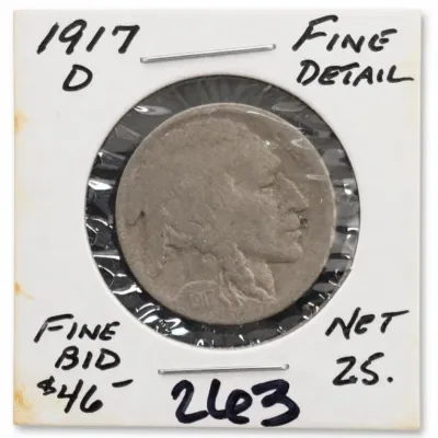 Sale Photo Thumbnail #350: 1917 D Buffalo Nickel