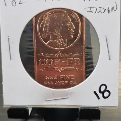 Sale Photo Thumbnail #52: .999 Fine Copper One AVDP Oz Bar