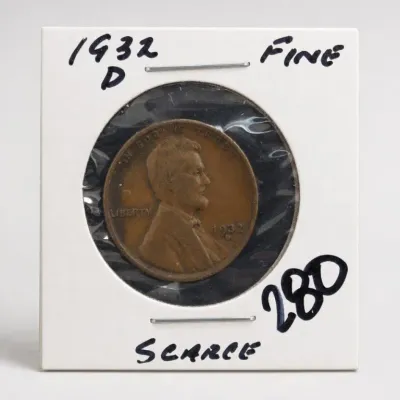 Sale Photo Thumbnail #367: 1932-D Lincoln Wheat Cent In 2x2 Holder