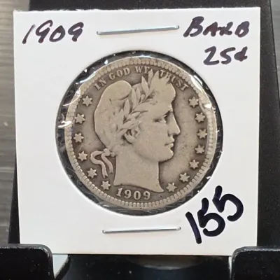 Sale Photo Thumbnail #242: 1909 Barber Quarter Coin