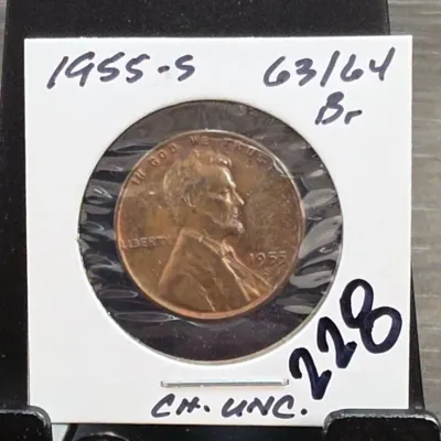 Sale Photo Thumbnail #315: 1955-S Lincoln Wheat Cent in Holder