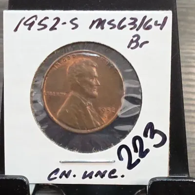 Sale Photo Thumbnail #310: 1952-S Lincoln Cent in Holder