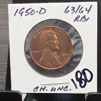 Sale Photo Thumbnail #267: 1950-D Lincoln Wheat Cent in Holder