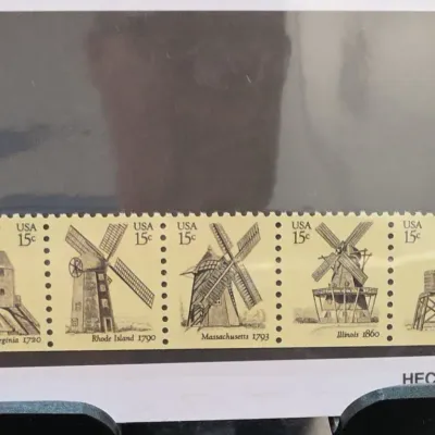 Sale Photo Thumbnail #107: USA 15 Cent Windmill Postage Stamps Strip