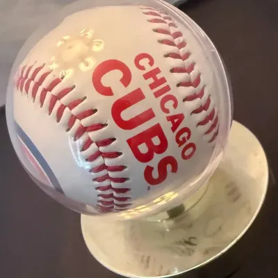 Chicago Cubs Multi-Signed Baseball with Rotating Display Stand