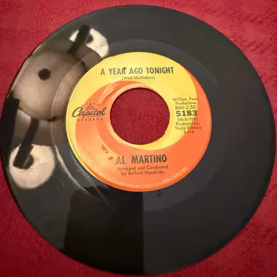 Al Martino Tears and Roses / A Year Ago Tonight Capitol 5183 Vintage 45 RPM