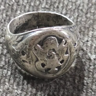 Vintage Sterling Silver Fraternal Signet Ring  8.2 DWT