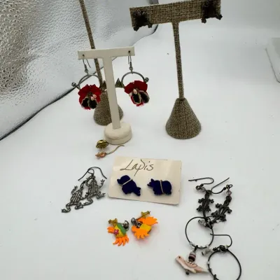 Vintage Costume Earrings With Blue Lapis Polar Bear Earrings 