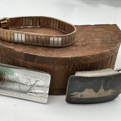 Sterling Silver Money Clip, Belt Buckle & Bracelet