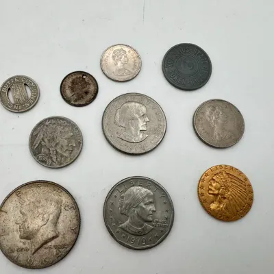 Miscellaneous Coin Collection Featuring 1916 $5 Half-Eagle Indian Head Type Inward Facing Gold Coin