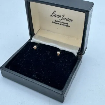 14K Gold Diamond Stud Earrings 